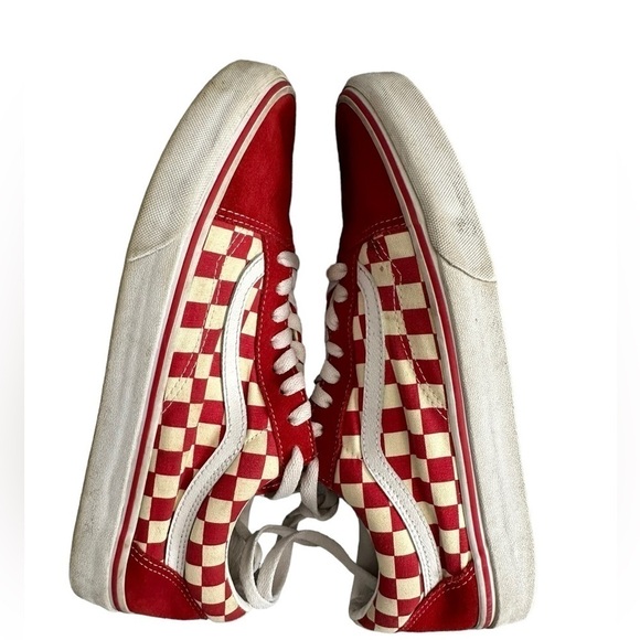 Vans Unisex Old Skool Classic Skate Shoes Primary Check Racing Red Whit… - Picture 2 of 10